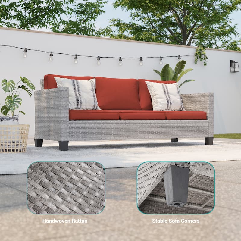 BONOSUKI 5-Piece Patio Sofa Sets Grey Rattan Outdoor Furniture Set