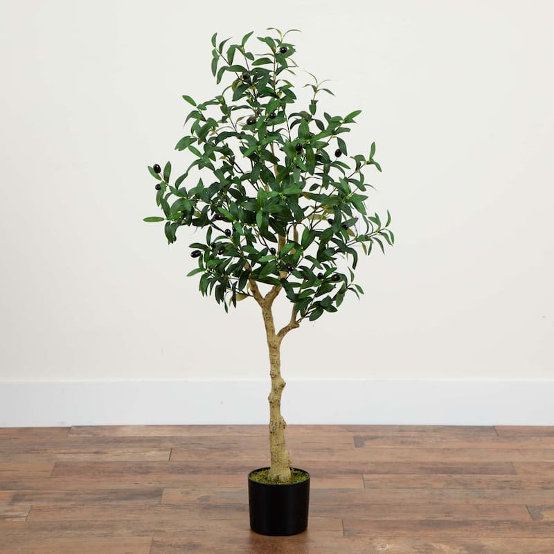 Black Olive Artificial Potted Tree - 4'