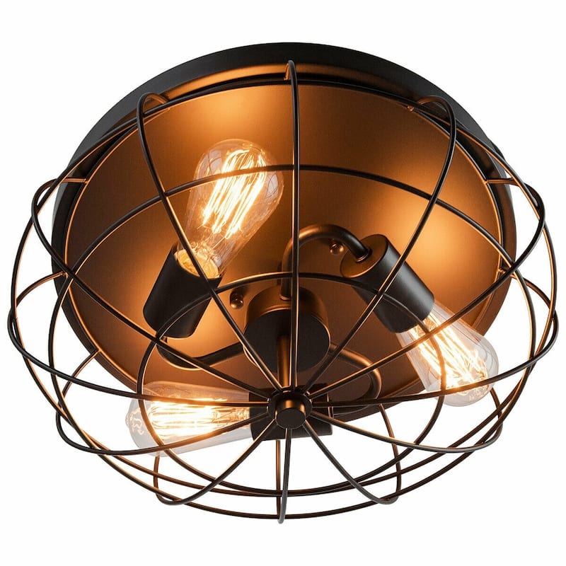 Semi Flush Mount Ceiling Light with Industrial Retro Design - 15.5" x 15.5" x 8" (L x W x H)