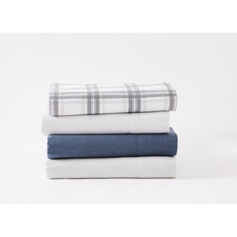 London Fog Solid and Printed Cotton Flannel Sheet Set Collection