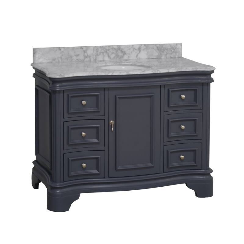 KitchenBathCollection Katherine 48" Bathroom Vanity with Carrara Marble Top