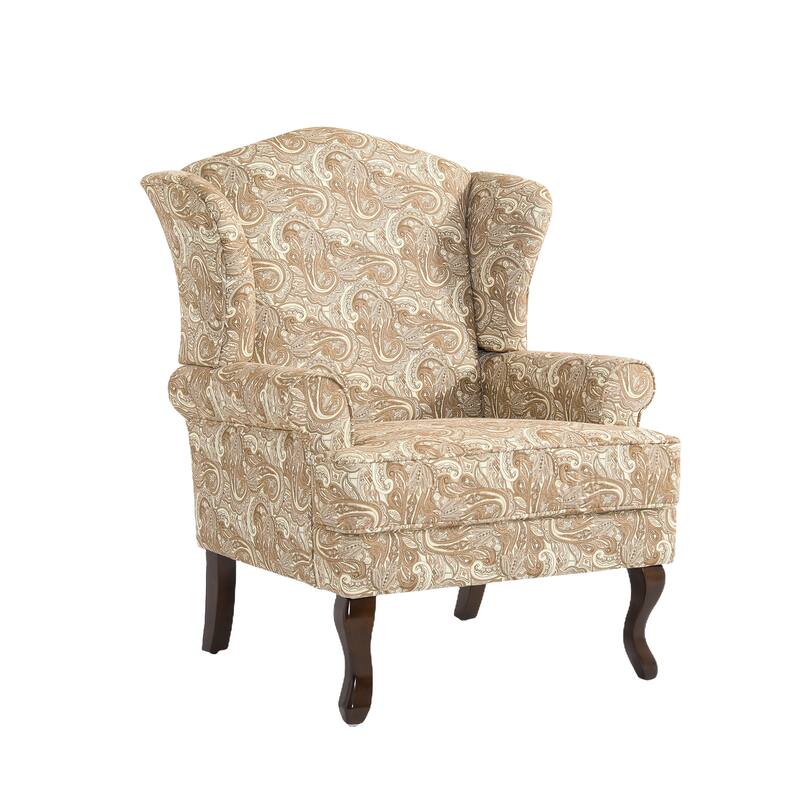 2 Set Traditional Rolled Arm Wing Back Accent Chair