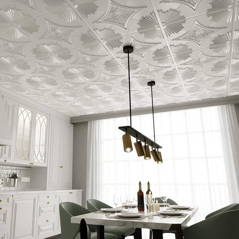 Art3d Drop Ceiling Tiles 2x2ft ,3D Wainscoting Panels Glue Up,12Pcs, 48 Sq.ft
