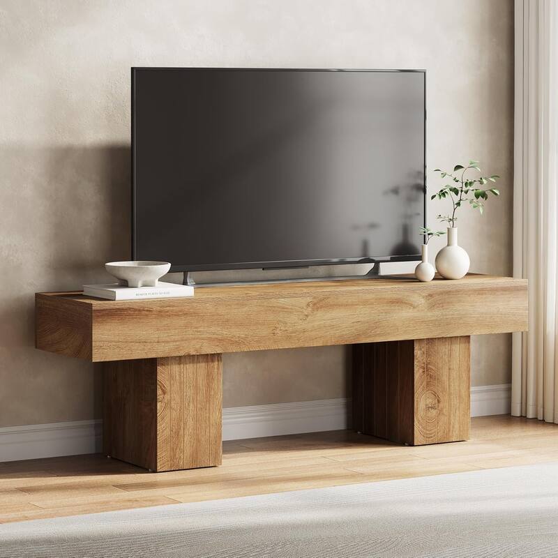 55" Farmhouse Entertainment Center TV Stand for TVs up to 65 Inch - 17.7" H × 55.11" W × 13.7" D