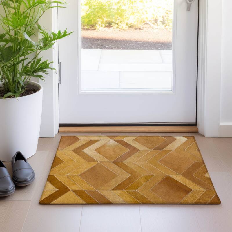 Premium Washable Super Soft Chevron Patchwork Mayfield Rug - Brown - 1' 8" x 2' 6" - Rectangle