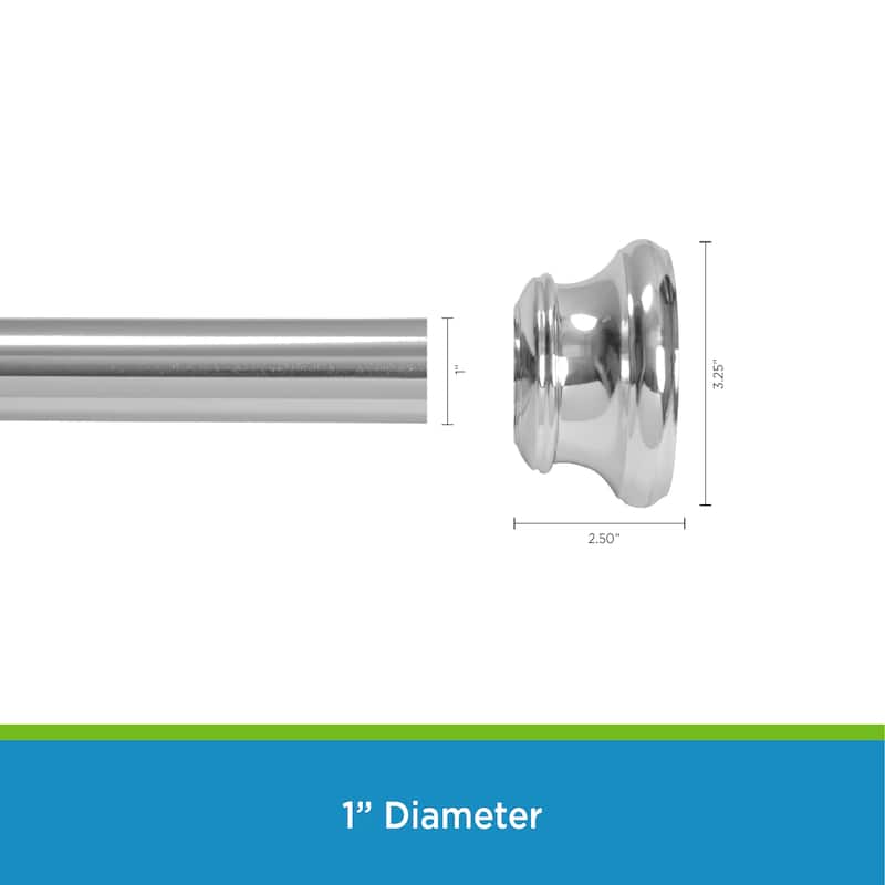 Kenney Twist & Fit No Tools Bell End Camlock Tension Shower Curtain Rod, 42-72" - Chrome