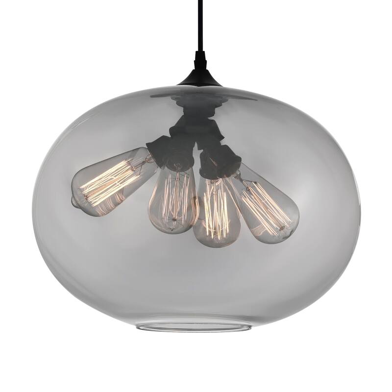 Glass 4 Light Down Pendant With Smoke Finish - Transparent Smoke