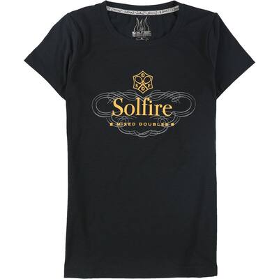 SOLFIRE Womens Mixed Doubles Graphic T-Shirt, Black, Small