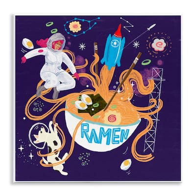 Stupell Whimsical Ramen in Space Wall Plaque Art Design By Juliet Rose Philips