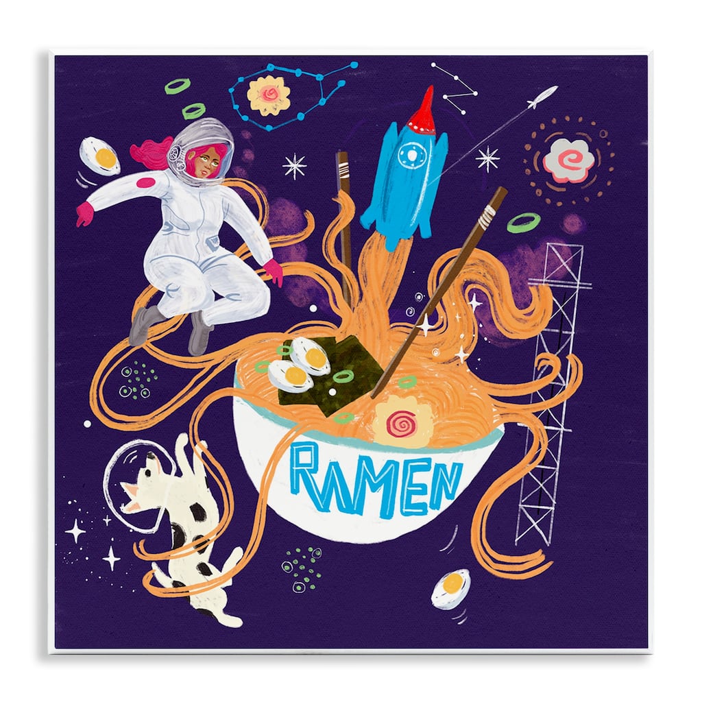Stupell Whimsical Ramen in Space Wall Plaque Art Design By Juliet Rose Philips