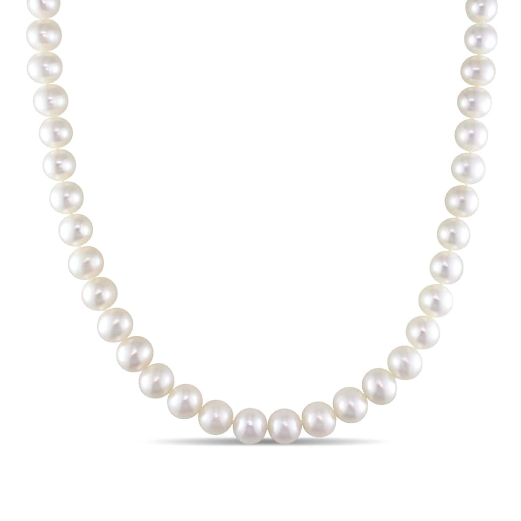 Miadora 7-7.5mm Freshwater Cultured Pearl Strand Necklace 14k Yellow Gold Clasp - 18 in
