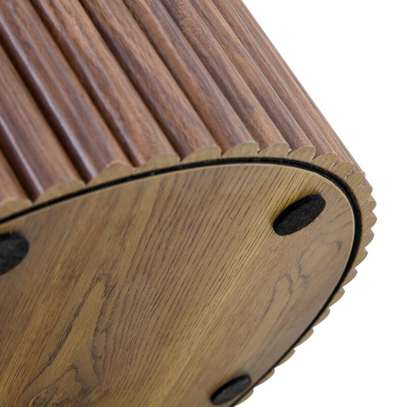 Modern Round Coffee Table with Cylindrical Legs Wooden Center Table with Concealed Storage Space Living Room Tea Table