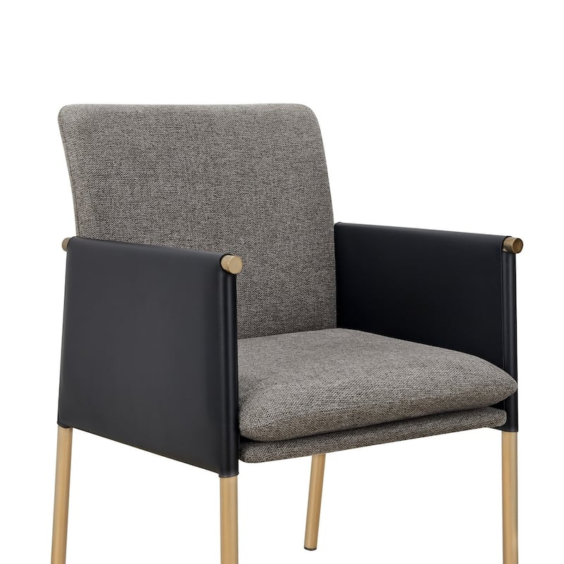 Brass/Gray Fabric Upholstered Metal Frame Dining Chair, Sturdy Dining Chair for Dining Rooms - 20.5
