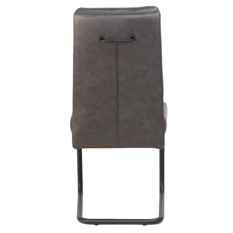 Modern Faux Leather and Metal Dining Chair, Set of 2