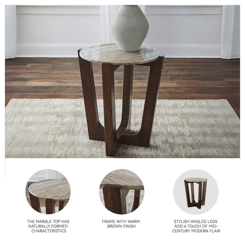 Signature Design by Ashley Tanidore Brown/Gray Round End Table - 22" W x 22" D x 24.25" H