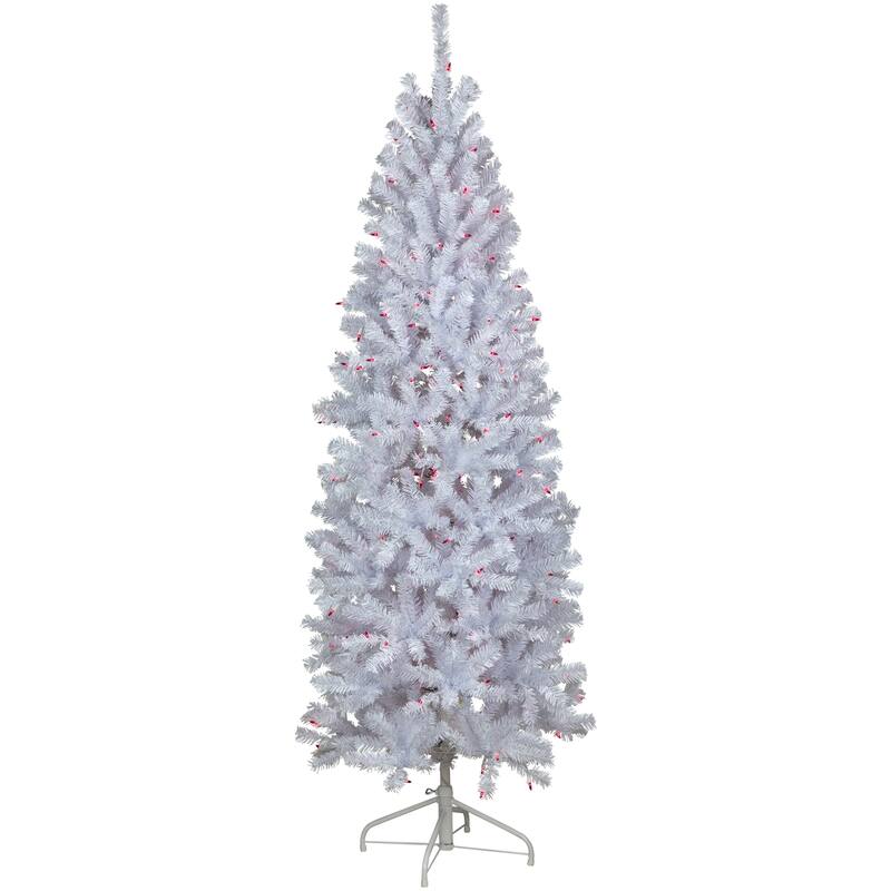 6.5' Slim Geneva White Spruce Artificial Christmas Tree Pink Lights - 6.5 Foot