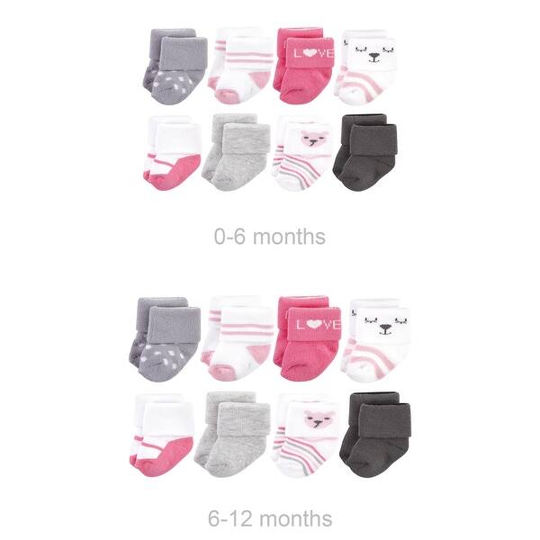 slide 1 of 1, Hudson Baby Infant Girl Grow with Me Cotton Terry Socks, Bear Girl 8-Pack, 0-6 and 6-12 Months - Bear Girl 16-Pack Bear Girl 16-Pack - 0-6 and 6-12 Months