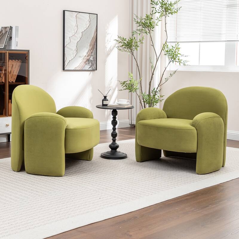 SEYNAR Modern Glam Velvet Thickened Seat Cushion Accent Chair Set of 2