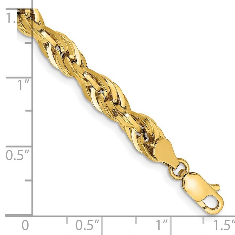Curata 14k Yellow 5.4mm Hollow Rope Chain Bracelet 8 Inch