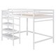 preview thumbnail 14 of 14, Full Size Loft Bed with Built-in Storage Staircase and Hanger for Clothes, White - Solid Pine Wood Frame, Maximized Space