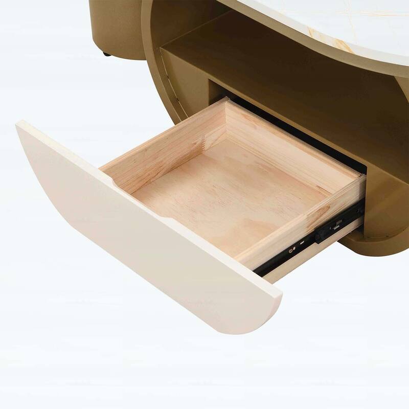 Modern Oval Coffee Table with Storage Drawer,Metal Frame for Living Room Elegance