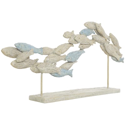 Polystone Fish Textured Ombre Swimming Decorative Sculpture with Stand - Light Blue - Roche River Decor