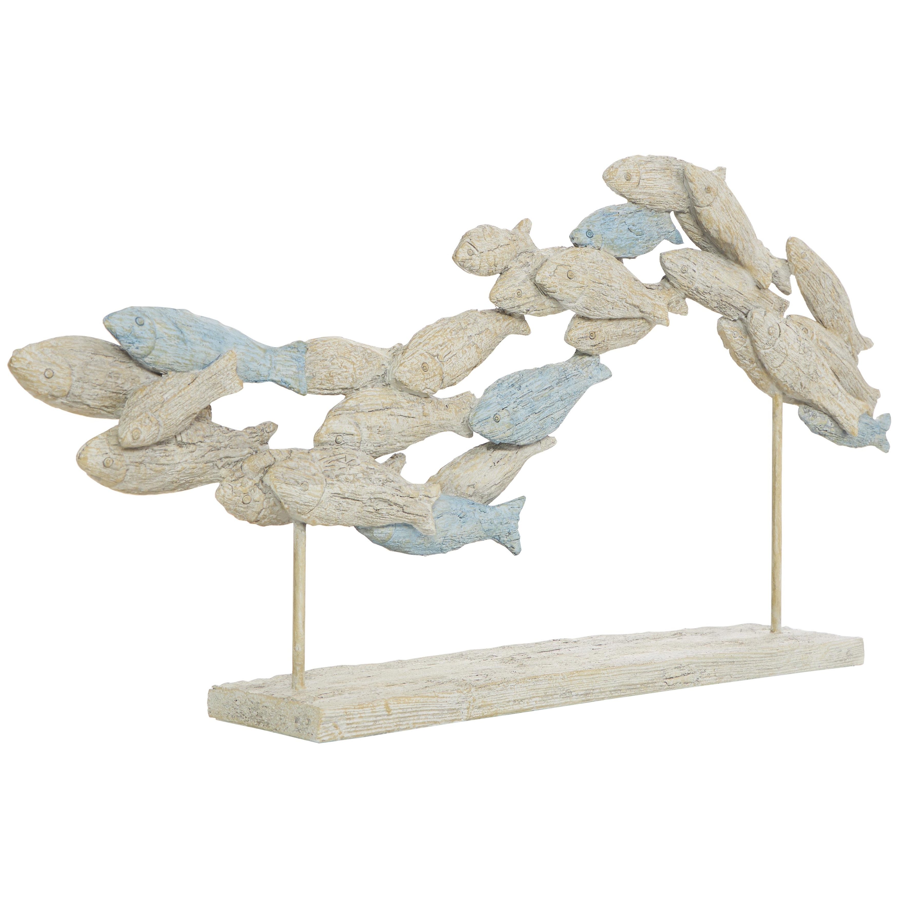 Polystone Fish Textured Ombre Swimming Decorative Sculpture with Stand - Light Blue - Roche River Decor