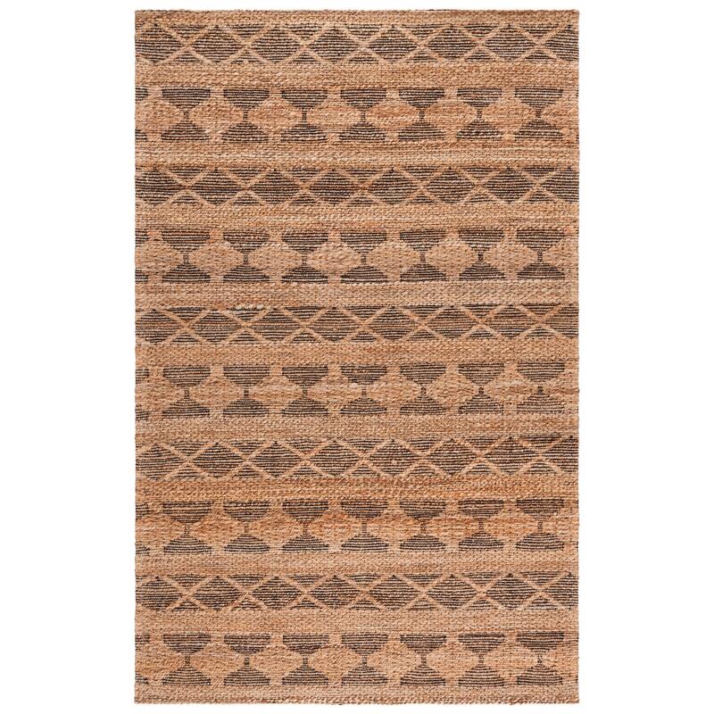 SAFAVIEH Handmade Natural Fiber Salvu Jute Rug - 6' Square - Natural/Black