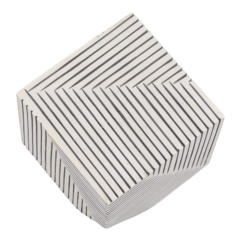 Resin Wood Modern Decorative Object Cube for Home Decor - 4" Black - 4" x 4" x 4"