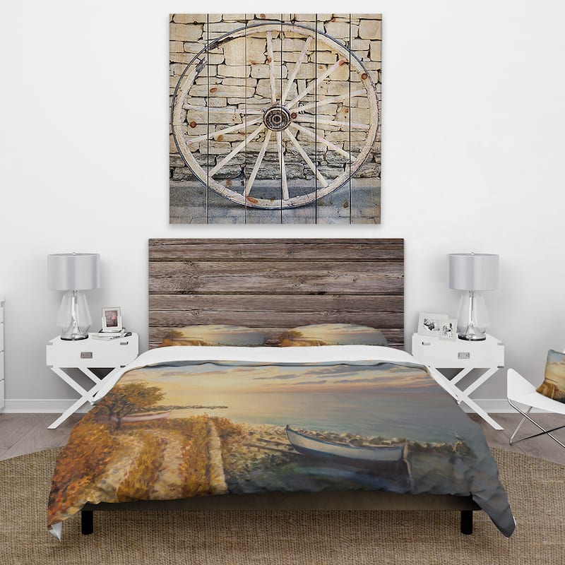 Designart 'Romantic Sunrise By The Sea' Nautical & Coastal Duvet Cover Set