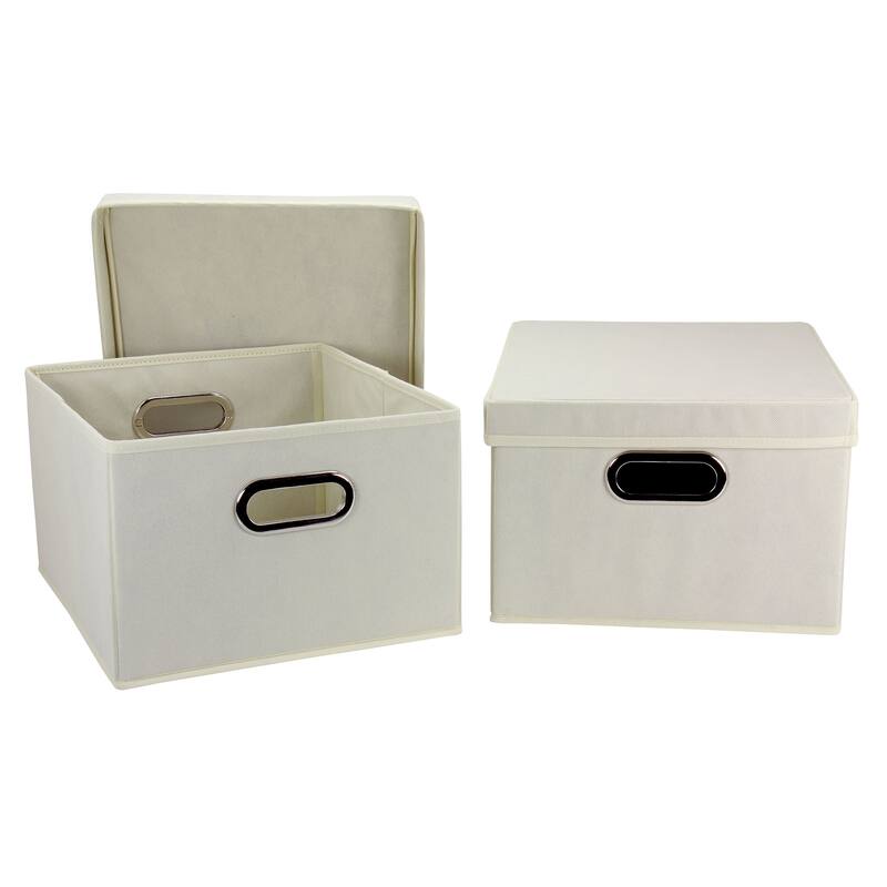 Household Essentials Storage Boxes with Lids and Durable Grommet Handles - 15.0"L x 13.0"W x 8.0"H