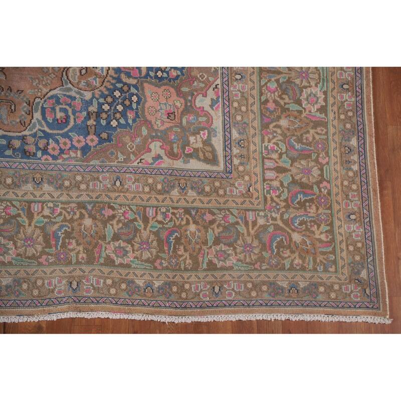 Hand Knotted Oriental 100% Wool Carpet Traditional Floral Oranges & Rust Mashad Area Rug - 12' 5'' X 9' 9''