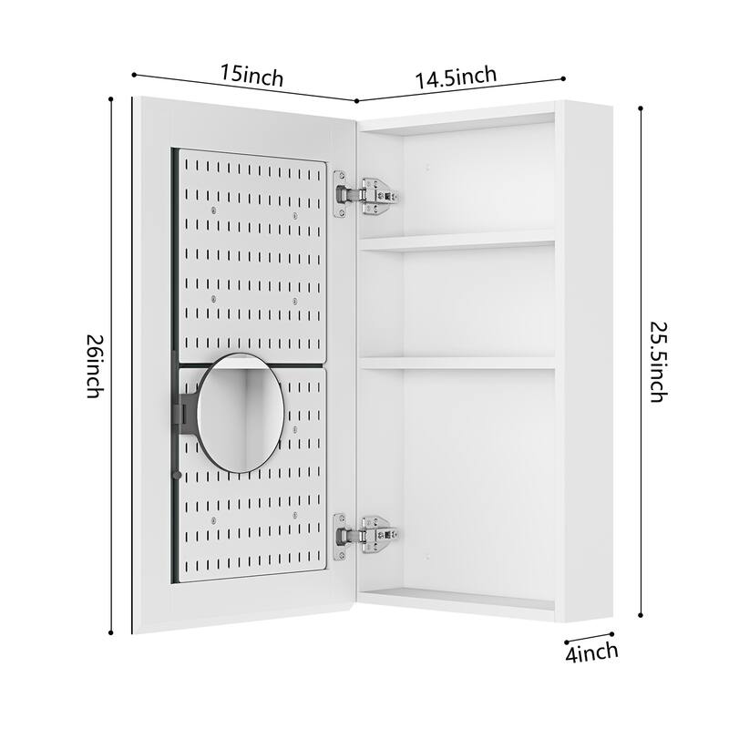 Frameless Bathroom Medicine Cabinet with Beveled Mirror Edges, Left Opening Door, Soft-Closing Hinges