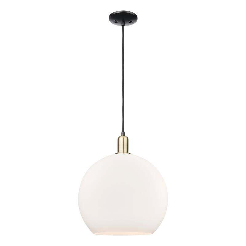 Innovations Lighting Endless Possibilities Arcadia - Athens - 1 Light 14" Cord Hung Mini Pendant - Black Antique Brass/Matte White