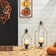 preview thumbnail 23 of 22, Glitzhome Farmhouse Metal Decorative Lanterns Candle Holder with Handle Wedding Decor L+S - White