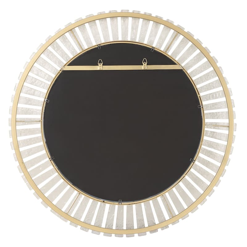 Textured Glass Round Wall Mirror - 40.5" - Brushed Gold Finish