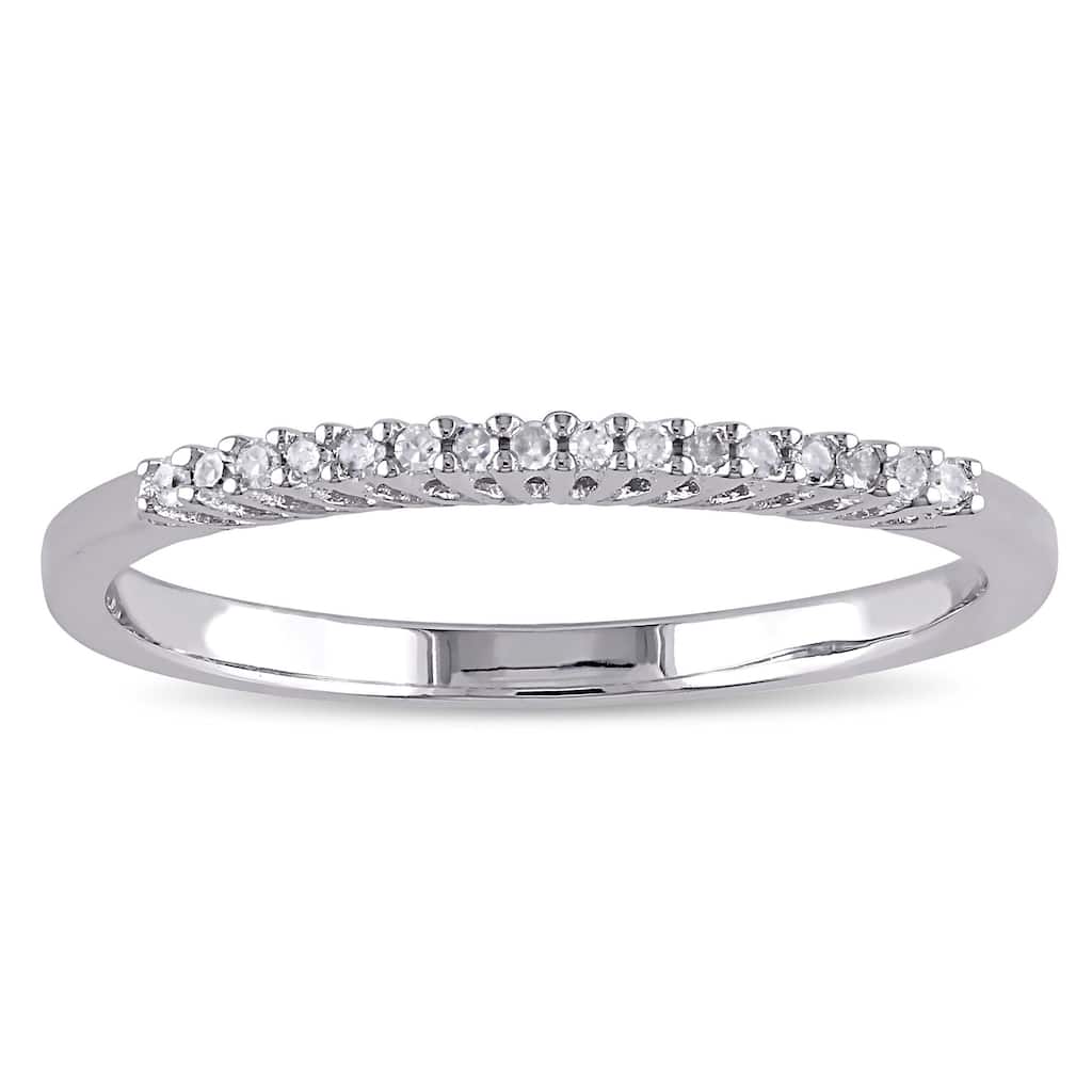 Miadora Sterling Silver Diamond Accent Wedding Band