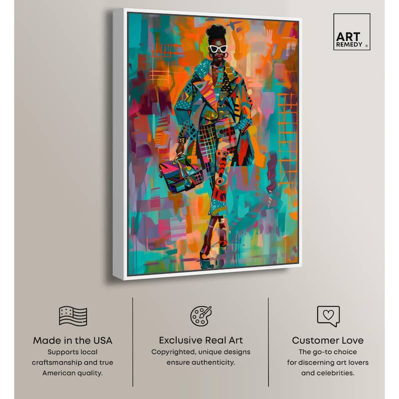 Bold Patchwork Style Canvas by Art Remedy