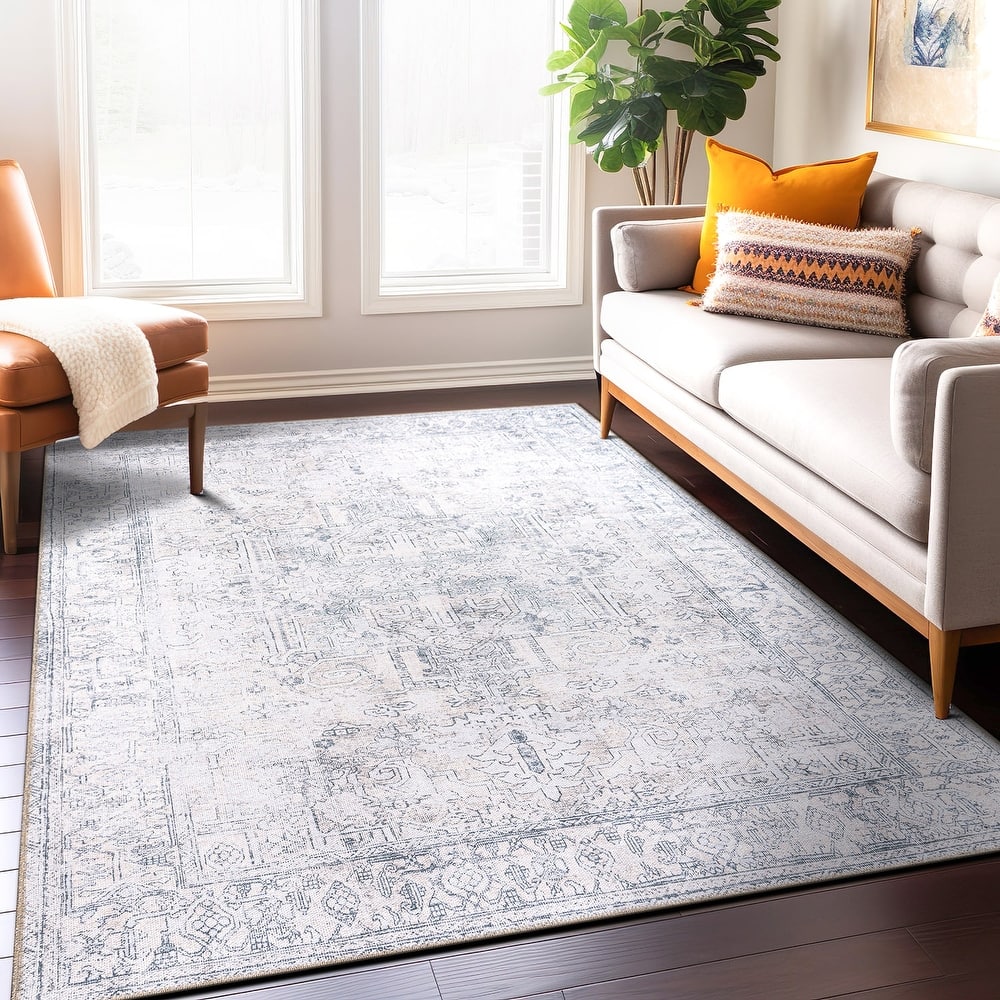 World Rug Gallery Vintage Inspired Distressed Machine Washable Area Rug