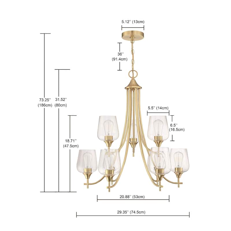 9-Light Shaded Tiered Chandelier