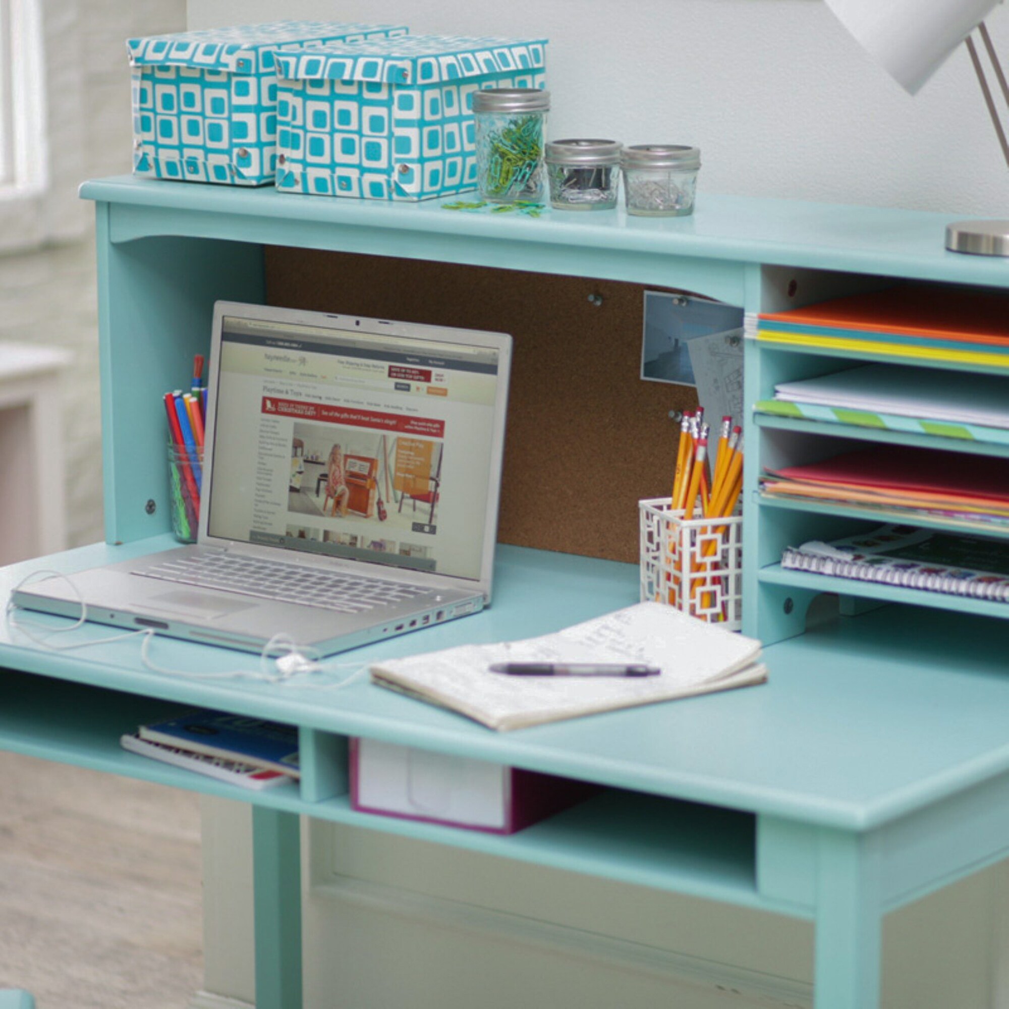 Glaser kids writing desk and hotsell chair set with kids hutch