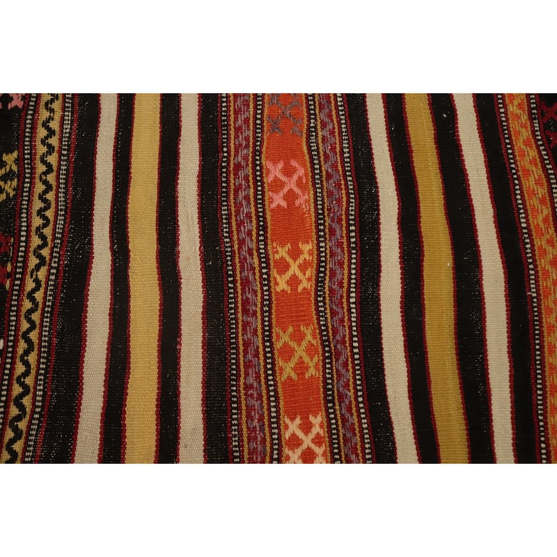 Hand Woven Oriental 100% Wool Carpet Southwestern Tribal Multi-Colored Kilim Area Rug - 8' 2'' X 5' 4''