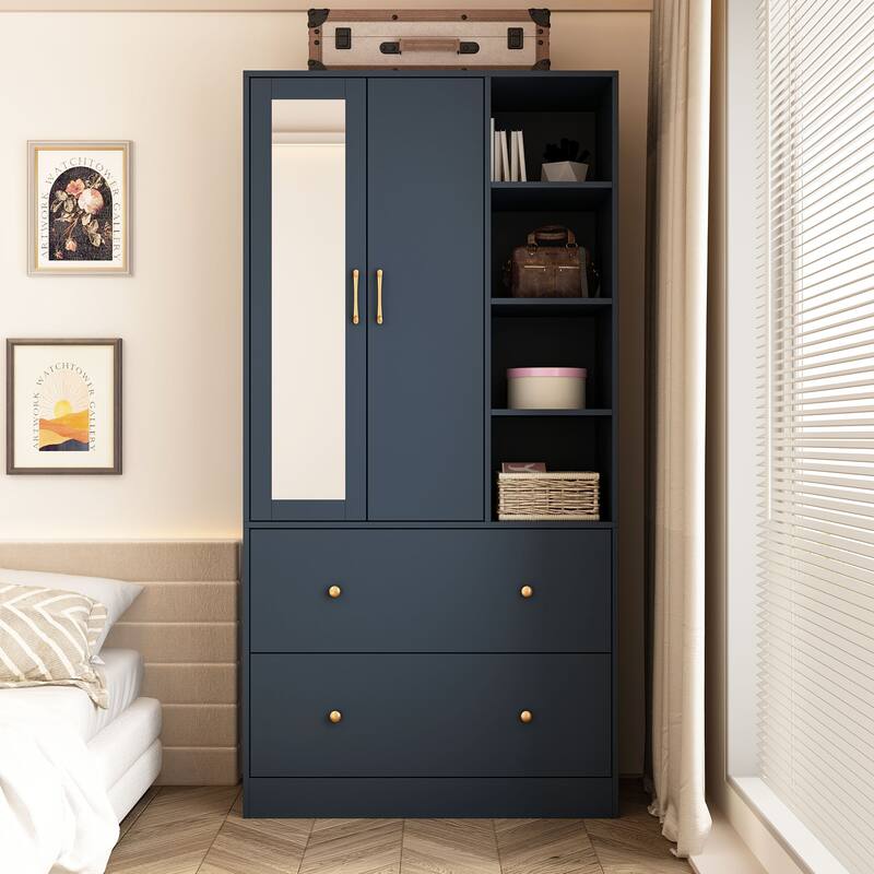 Scalable Hanging Rod Wardrobe Closet Armoire Mirror Space Saving