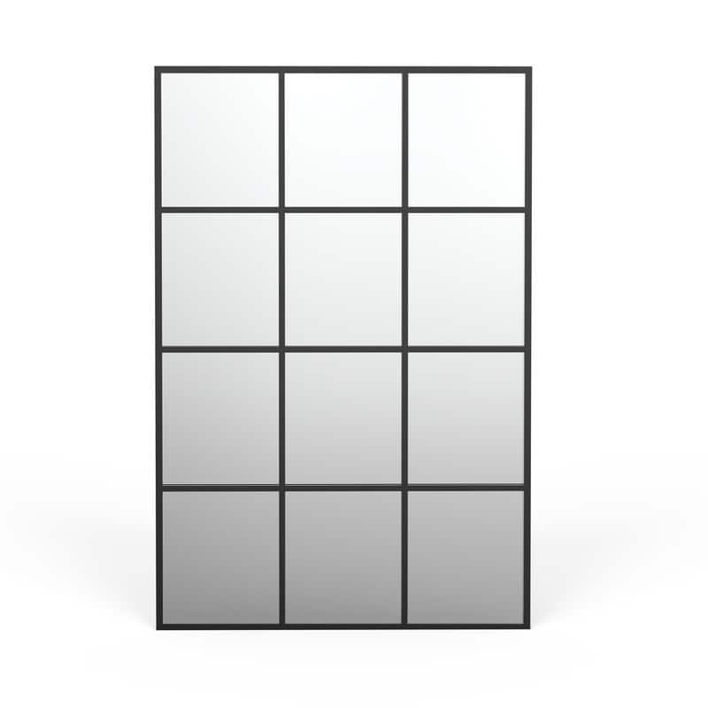 Black Window Pane Wall Mirror Rectangular Accent Mirror - 47.25"×31.5"