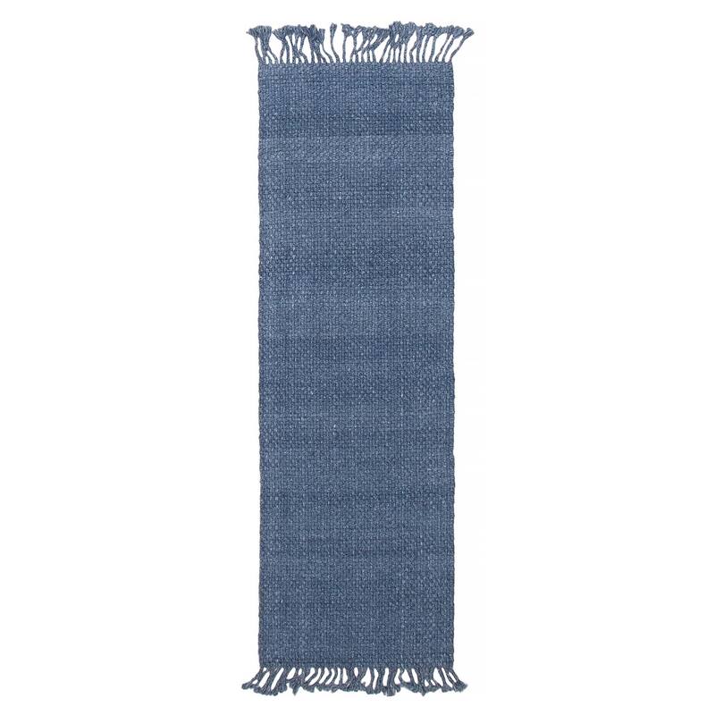 ECARPETGALLERY Braid weave Sienna Blue Wool Rug - 2'5 x 7'7 - Dark Blue - 2'5 x 7'7