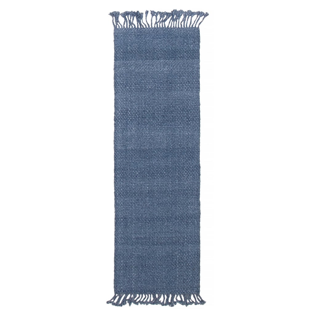ECARPETGALLERY Braid weave Sienna Blue Wool Rug - 2'5 x 7'7