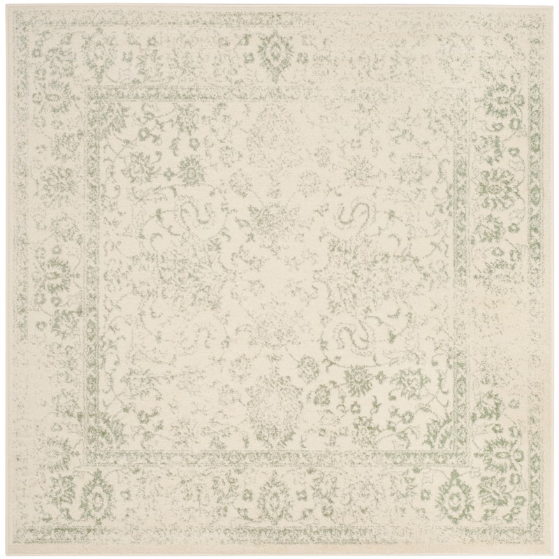 SAFAVIEH Adirondack Dakota Rustic Shabby Chic Distressed Rug - 8' x 8' Square - Ivory/Sage