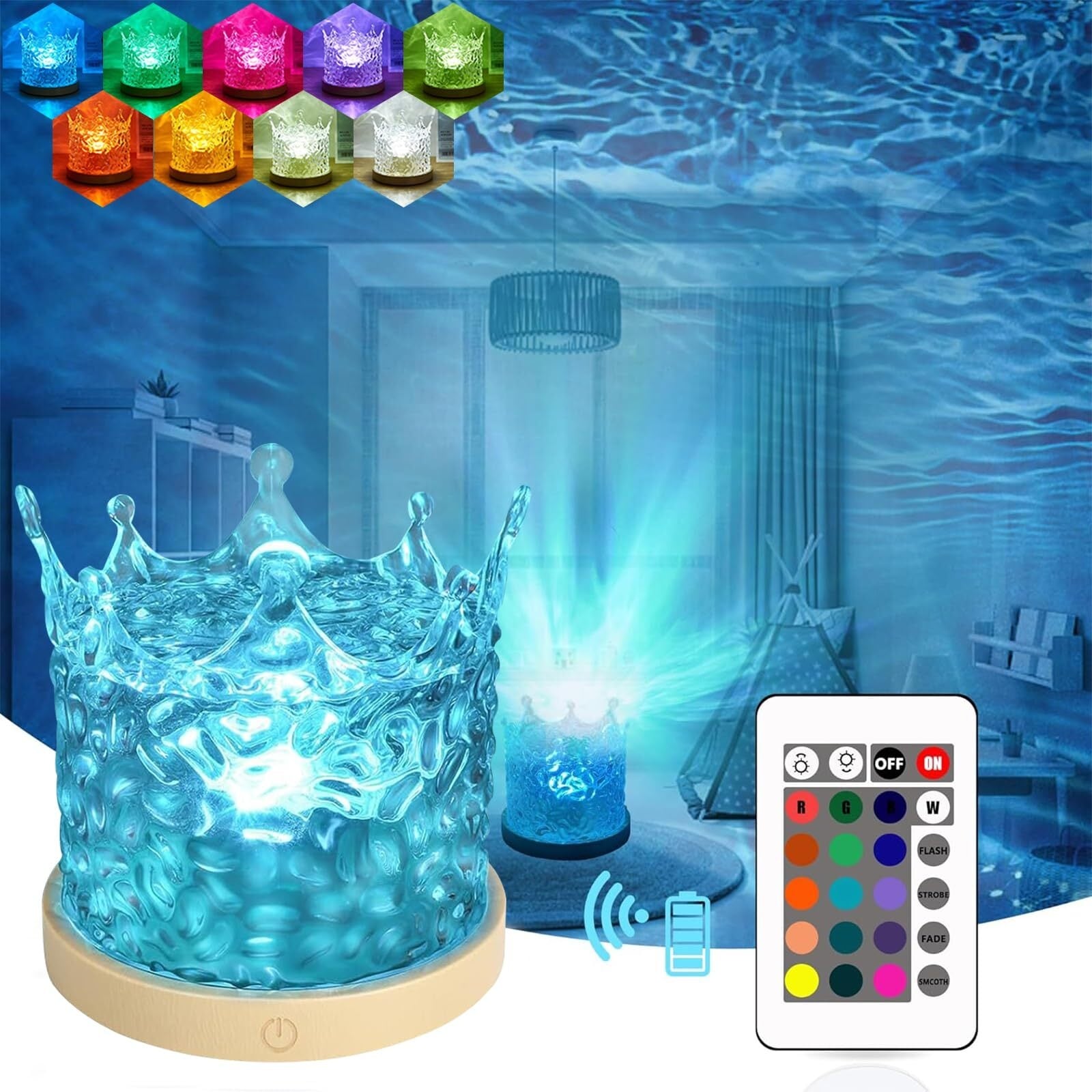 16 Colors Ocean Wave Projector Lamp Night Light - 4.9