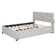 preview thumbnail 3 of 8, Full Upholstered Platform Bed with Trundle and 2 Drawers, Solid Wood Bedframe w/Brick Pattern Headboard, Save Space Design
