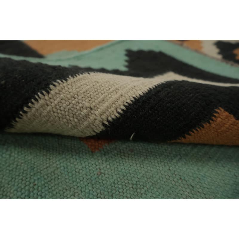 Hand Woven Oriental 100% Wool Carpet Southwestern Tribal Green Kilim Area Rug - 10' 0'' X 8' 4''